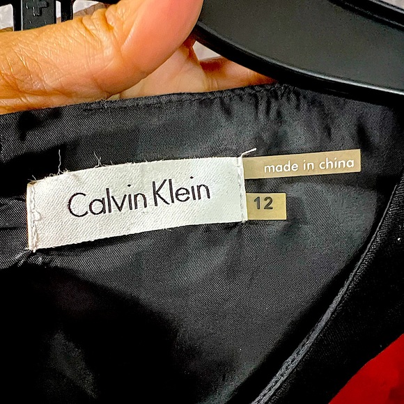 Black Linen A-Line Calvin Klein Midi Dress - Picture 5 of 5